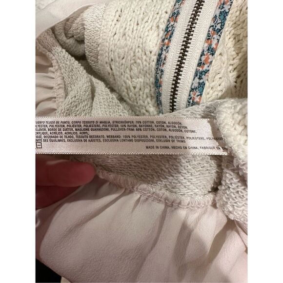 Saturday Sunday Anthropologie Full Zip White Cable Knit Hoodie Size XS - Picture 8 of 8